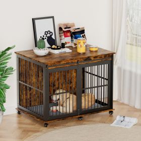 Furniture dog crate sliding iron door